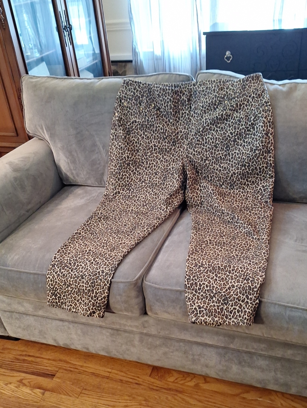 Ruby Rd. Leopard Print Straight Leg Jeans - Tan & Black 22W
